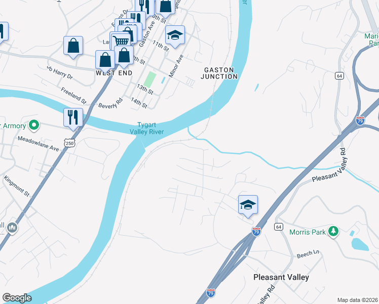 map of restaurants, bars, coffee shops, grocery stores, and more near 3021 Wateman Way in Pleasant Valley