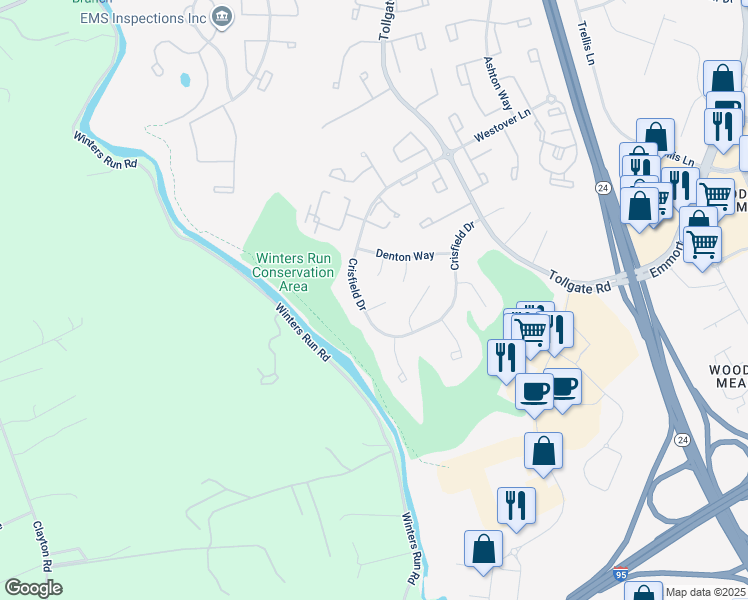 map of restaurants, bars, coffee shops, grocery stores, and more near 3706 Inwood Court in Abingdon
