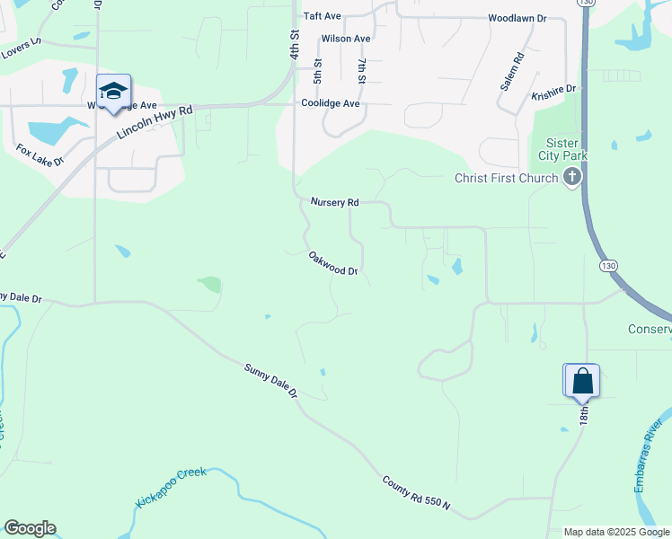 map of restaurants, bars, coffee shops, grocery stores, and more near 3100 Oakwood Drive in Charleston