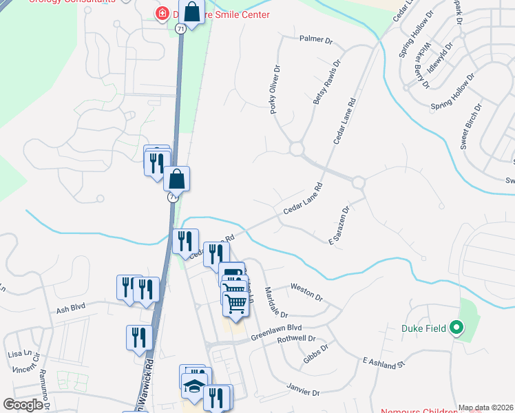 map of restaurants, bars, coffee shops, grocery stores, and more near 4 Graham Court in Middletown