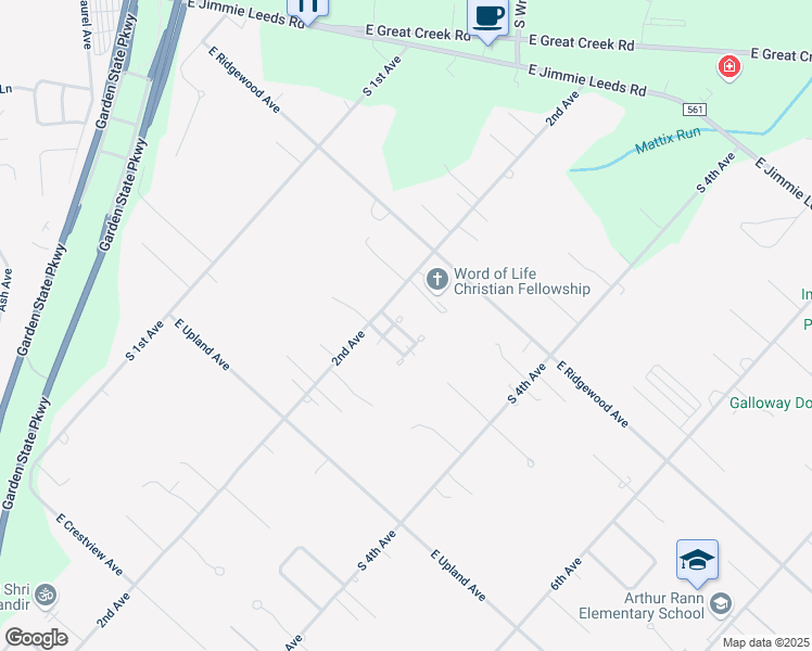 map of restaurants, bars, coffee shops, grocery stores, and more near 210 Michael Avenue in Galloway