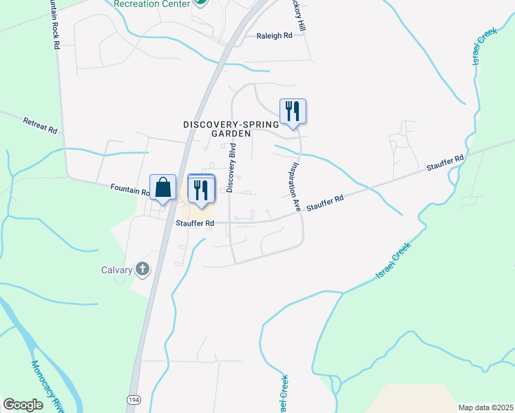 map of restaurants, bars, coffee shops, grocery stores, and more near 8417 Foresight Lane in Walkersville