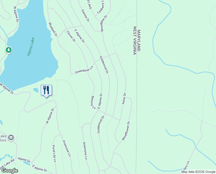 map of restaurants, bars, coffee shops, grocery stores, and more near 651 Goldenrod Drive in Terra Alta