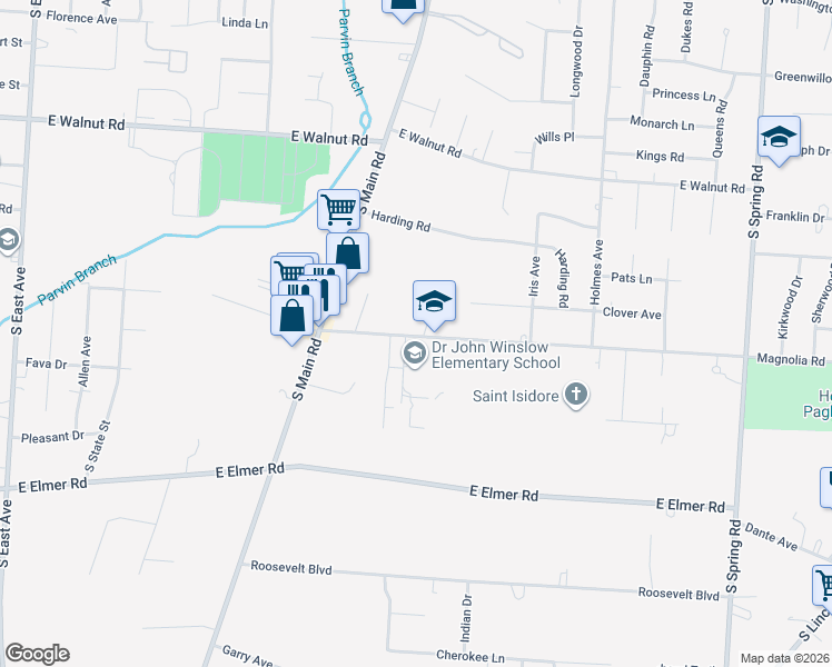 map of restaurants, bars, coffee shops, grocery stores, and more near 1314 Magnolia Road in Vineland