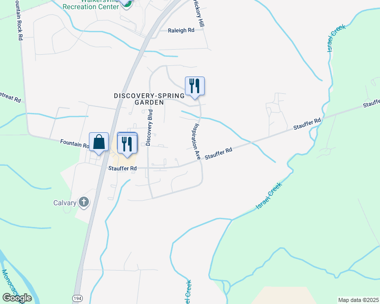 map of restaurants, bars, coffee shops, grocery stores, and more near 8897 Successful Way in Walkersville