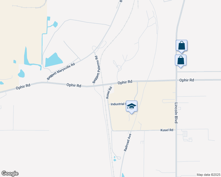 map of restaurants, bars, coffee shops, grocery stores, and more near Kusel Road in Oroville