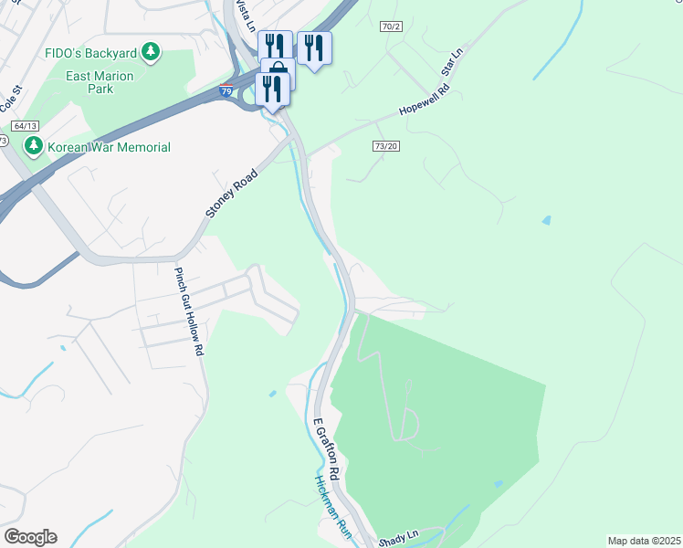map of restaurants, bars, coffee shops, grocery stores, and more near 380 East Grafton Road in Fairmont