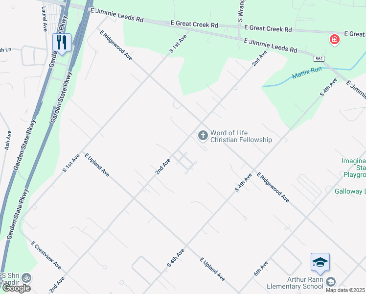 map of restaurants, bars, coffee shops, grocery stores, and more near 210 Michael Avenue in Galloway