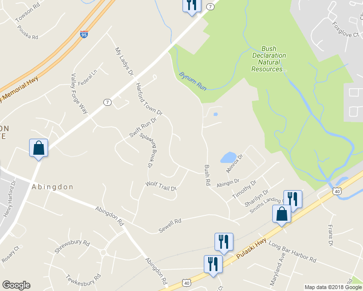 map of restaurants, bars, coffee shops, grocery stores, and more near 3907 Spring Creek Ct in Abingdon
