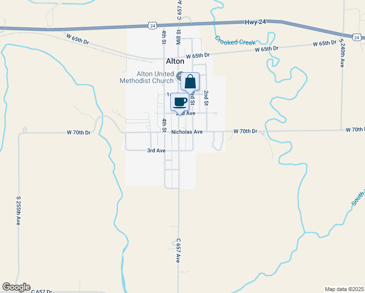map of restaurants, bars, coffee shops, grocery stores, and more near 518 3rd Avenue in Alton
