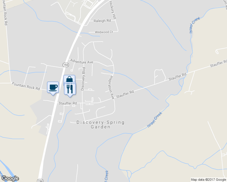 map of restaurants, bars, coffee shops, grocery stores, and more near 8485 Inspiration Avenue in Walkersville