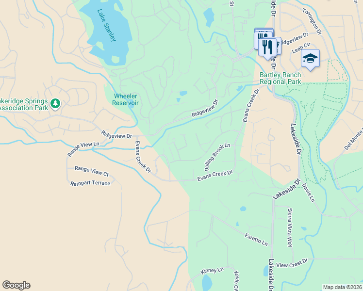 map of restaurants, bars, coffee shops, grocery stores, and more near 6443 Meadow Valley Lane in Reno