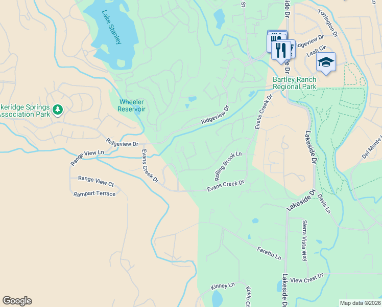 map of restaurants, bars, coffee shops, grocery stores, and more near 6443 Meadow Valley Lane in Reno