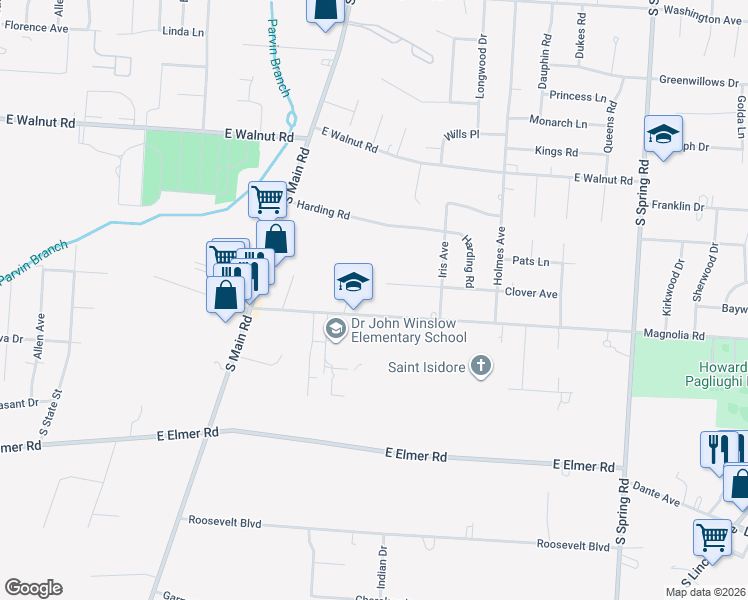 map of restaurants, bars, coffee shops, grocery stores, and more near 1400 Magnolia Road in Vineland