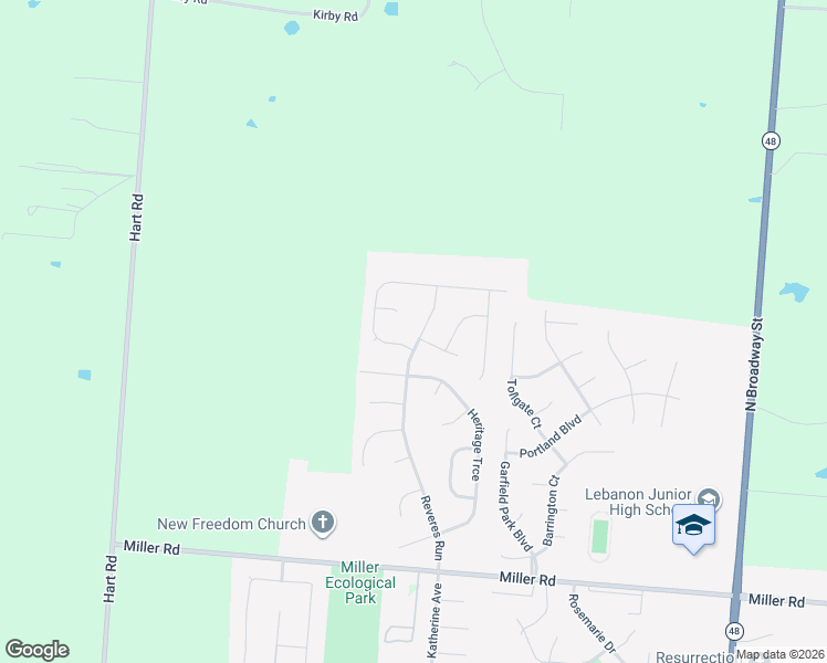 map of restaurants, bars, coffee shops, grocery stores, and more near 1132 Revere's Run in Lebanon