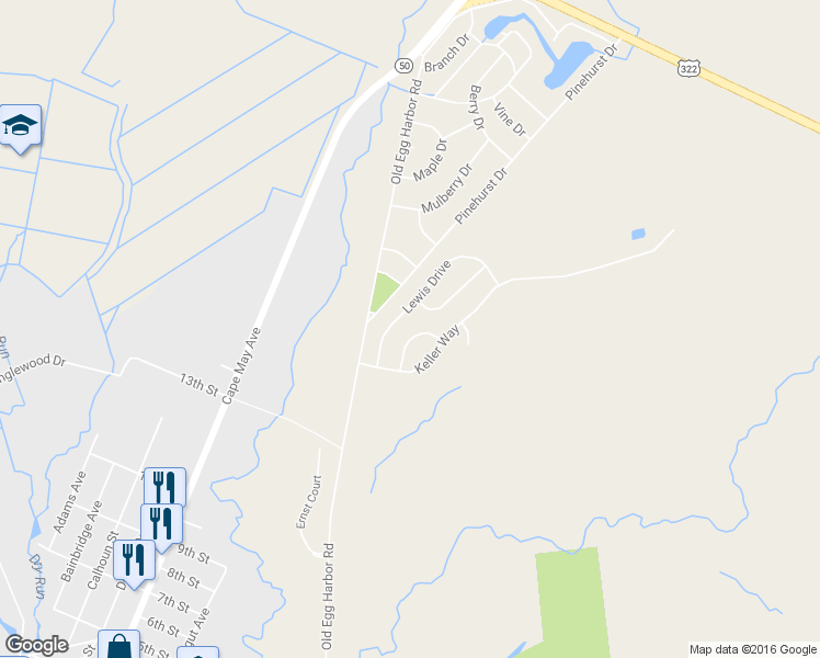 map of restaurants, bars, coffee shops, grocery stores, and more near 94 Merlino Lane in Hamilton Township