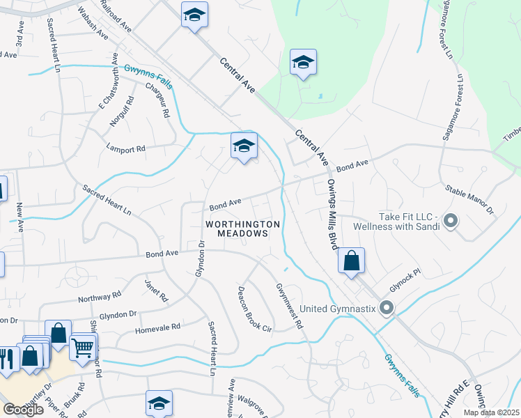 map of restaurants, bars, coffee shops, grocery stores, and more near 409 Fox View Court in Reisterstown