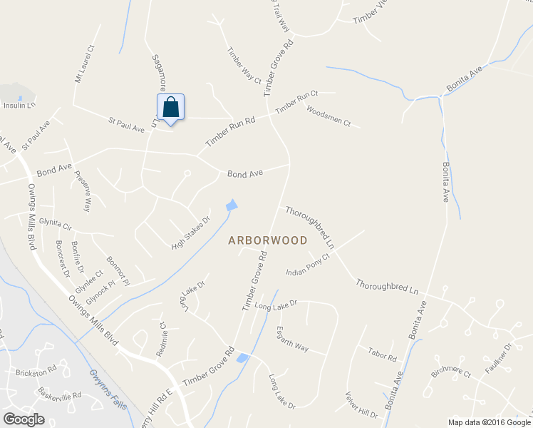 map of restaurants, bars, coffee shops, grocery stores, and more near 12328 Timber Grove Road in Owings Mills