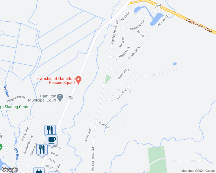 map of restaurants, bars, coffee shops, grocery stores, and more near 98 Merlino Lane in Hamilton