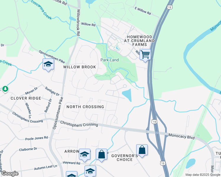 map of restaurants, bars, coffee shops, grocery stores, and more near 2017 Buell Drive in Frederick