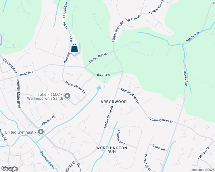 map of restaurants, bars, coffee shops, grocery stores, and more near 901 Bond Avenue in Reisterstown