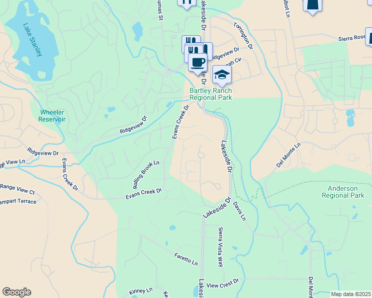 map of restaurants, bars, coffee shops, grocery stores, and more near 6816 Windy Hill Way in Reno