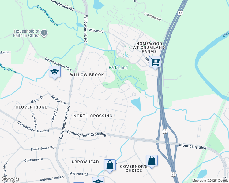map of restaurants, bars, coffee shops, grocery stores, and more near 100 George Thomas Drive in Frederick
