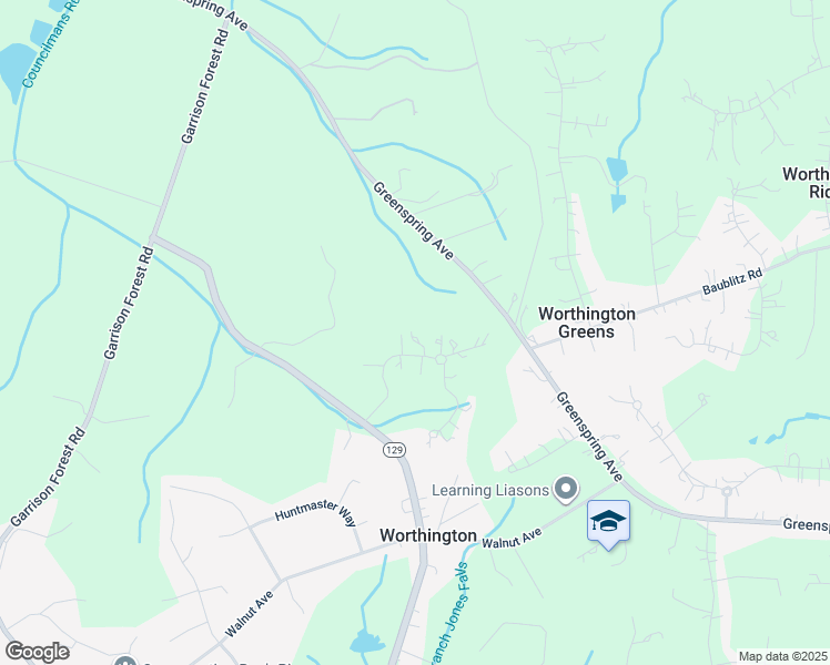 map of restaurants, bars, coffee shops, grocery stores, and more near 14 Foxcreek Court in Owings Mills