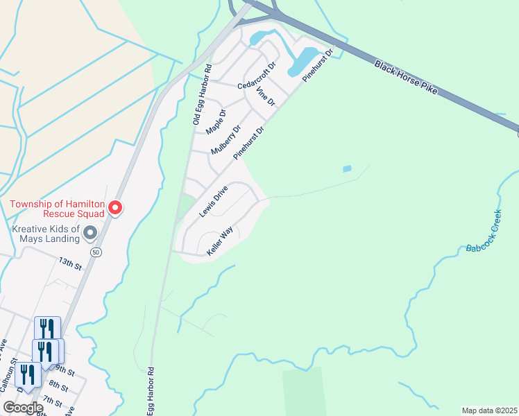 map of restaurants, bars, coffee shops, grocery stores, and more near 137 Keller Way in Hamilton Township