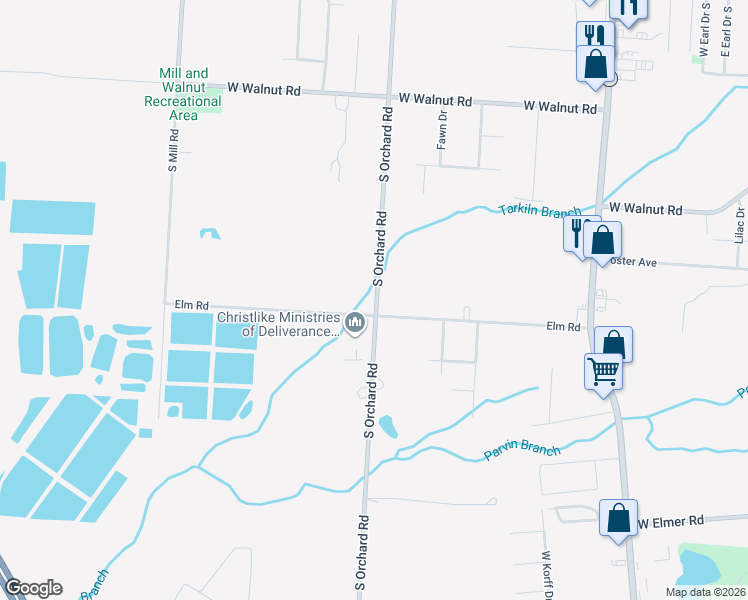 map of restaurants, bars, coffee shops, grocery stores, and more near 1476 South Orchard Road in Vineland