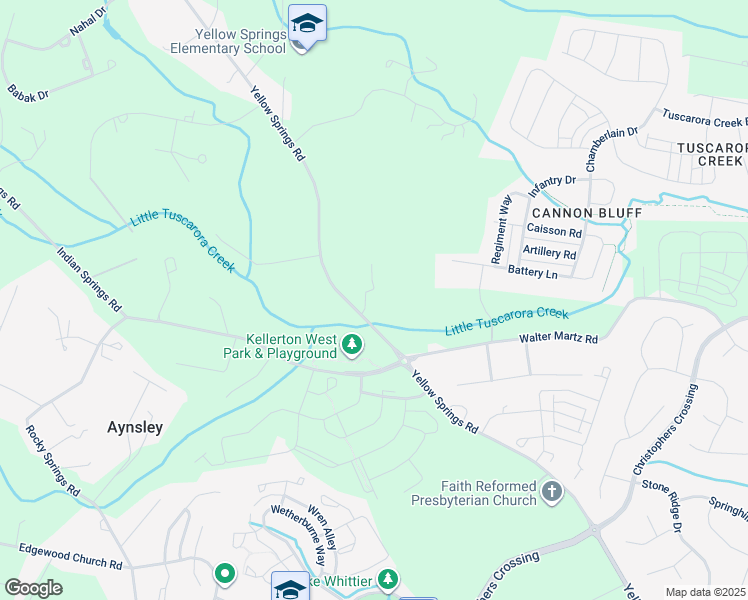 map of restaurants, bars, coffee shops, grocery stores, and more near 8423 Yellow Springs Road in Frederick