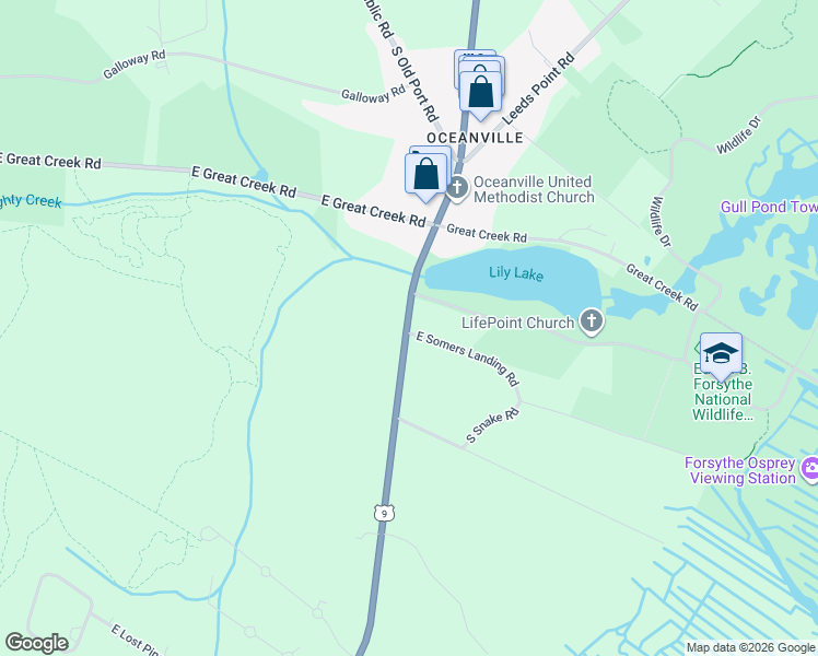 map of restaurants, bars, coffee shops, grocery stores, and more near 228 U.S. 9 in Galloway