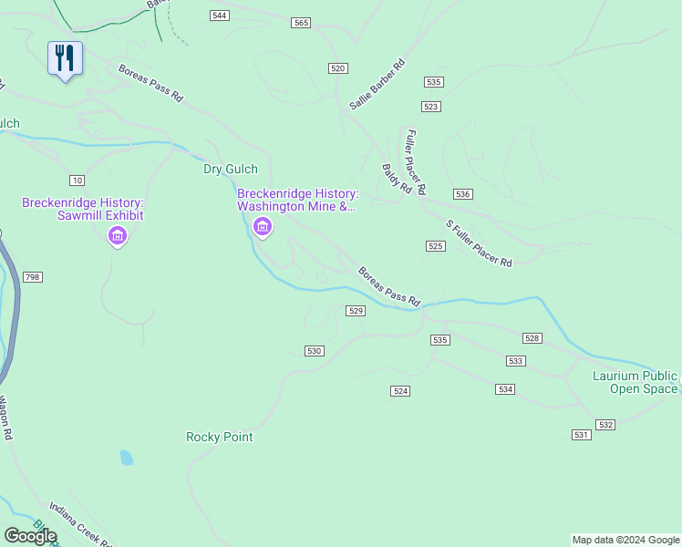 map of restaurants, bars, coffee shops, grocery stores, and more near 72 Illinois Gulch Road in Breckenridge