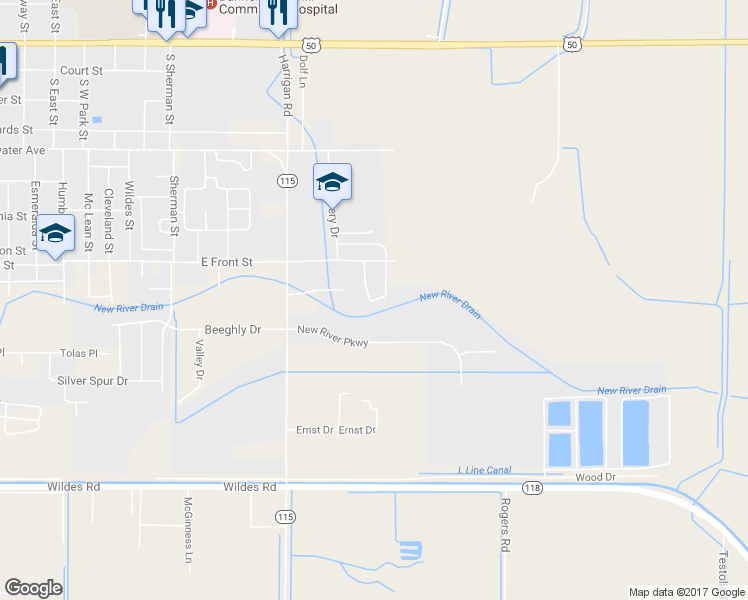 map of restaurants, bars, coffee shops, grocery stores, and more near 1260 Eider Circle in Fallon
