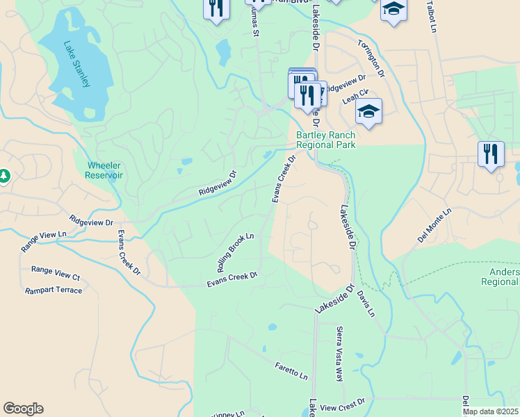 map of restaurants, bars, coffee shops, grocery stores, and more near 6324 Windy Meadow Drive in Reno