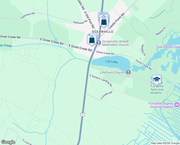 map of restaurants, bars, coffee shops, grocery stores, and more near 228 U.S. 9 in Galloway