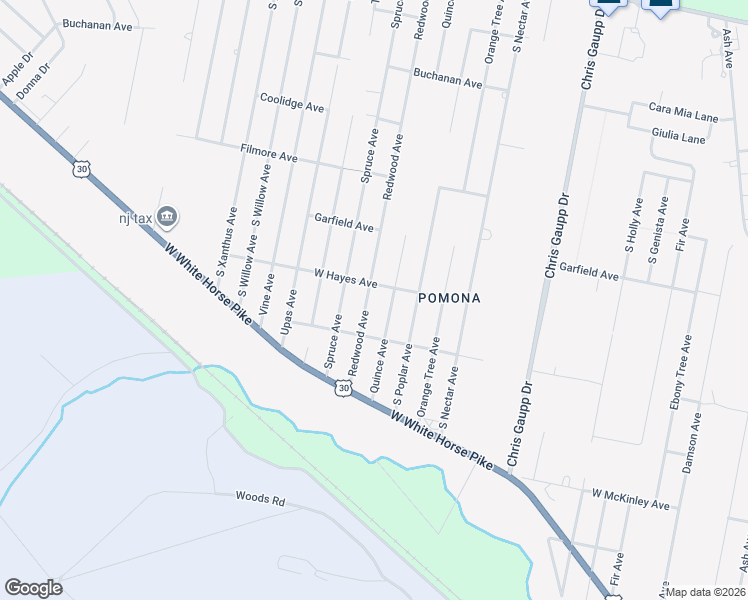map of restaurants, bars, coffee shops, grocery stores, and more near 450 Redwood Avenue in Galloway