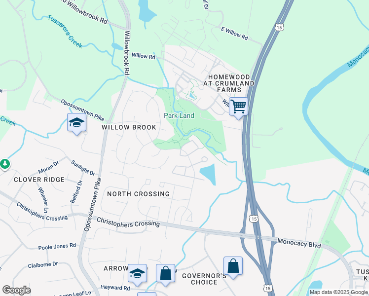 map of restaurants, bars, coffee shops, grocery stores, and more near 2000 Sumner Drive in Frederick