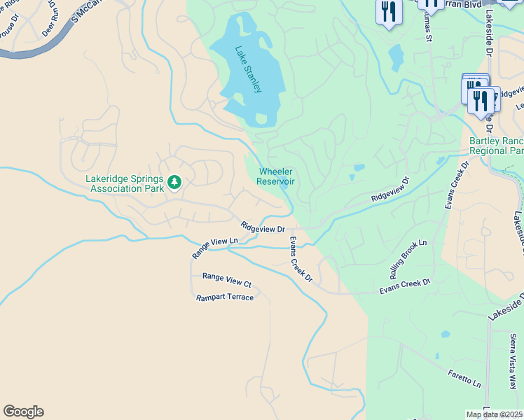 map of restaurants, bars, coffee shops, grocery stores, and more near 2440 Granite Springs Road in Reno