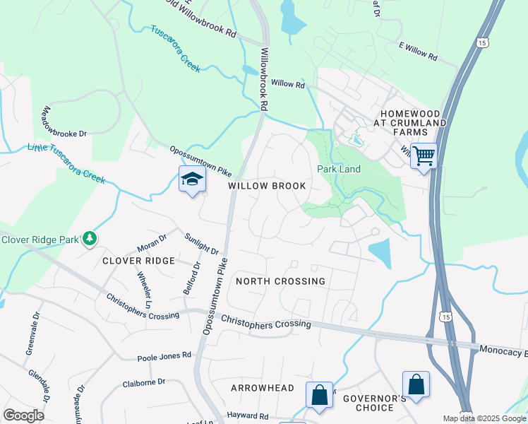 map of restaurants, bars, coffee shops, grocery stores, and more near 98 Cumberland Court in Frederick