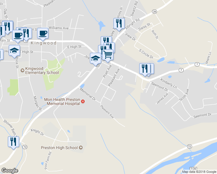 map of restaurants, bars, coffee shops, grocery stores, and more near 298 Pleasant Avenue in Kingwood