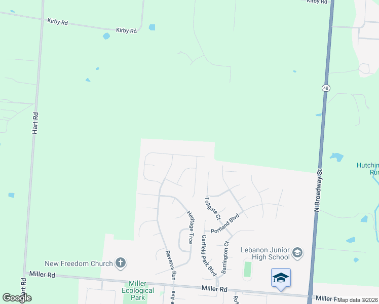 map of restaurants, bars, coffee shops, grocery stores, and more near 377 North Church Drive in Lebanon