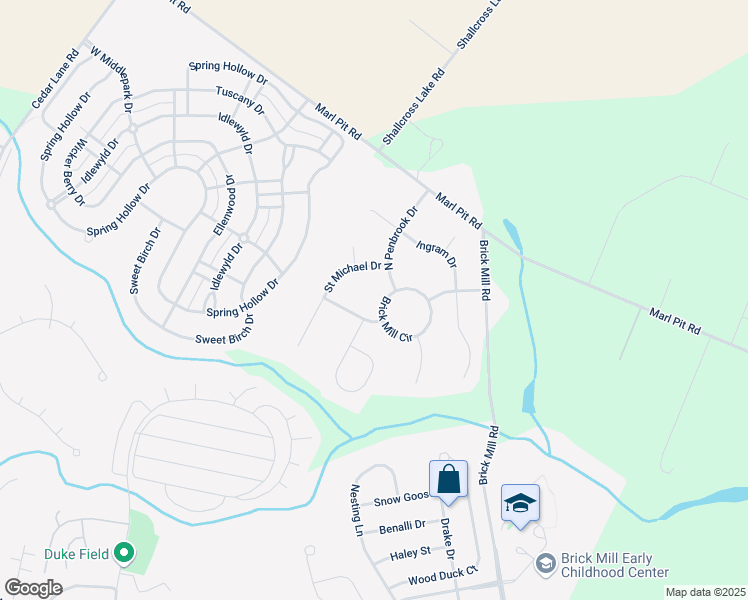map of restaurants, bars, coffee shops, grocery stores, and more near 6 Brick Mill Circle in Middletown
