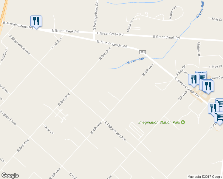 map of restaurants, bars, coffee shops, grocery stores, and more near 207 Country Lane in Galloway