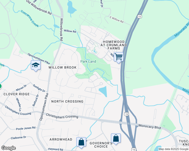 map of restaurants, bars, coffee shops, grocery stores, and more near 2022 Sumner Drive in Frederick
