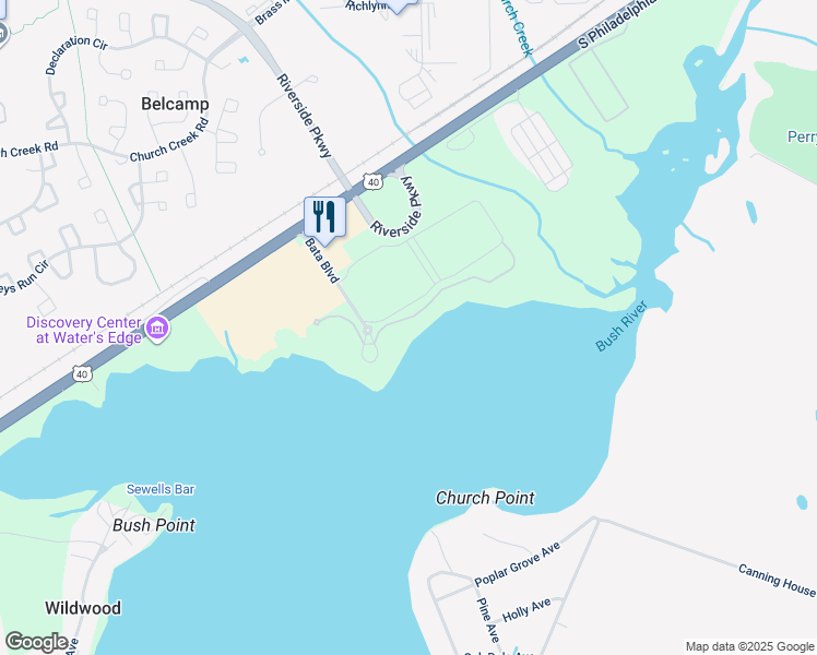 map of restaurants, bars, coffee shops, grocery stores, and more near 4810 Water Park Drive in Belcamp