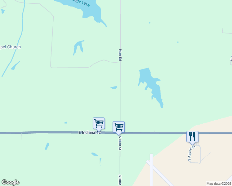 map of restaurants, bars, coffee shops, grocery stores, and more near 2-298 Hunt Road in Terre Haute