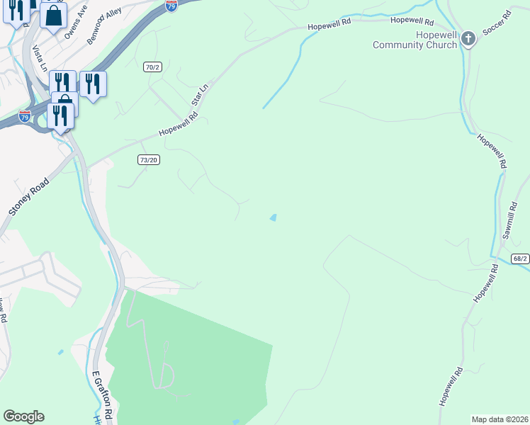 map of restaurants, bars, coffee shops, grocery stores, and more near 155 Grandview in Fairmont