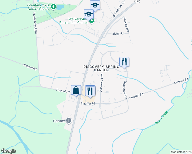 map of restaurants, bars, coffee shops, grocery stores, and more near 8778 Victory Court in Walkersville