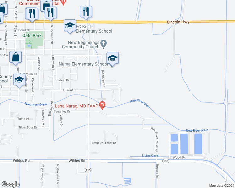 map of restaurants, bars, coffee shops, grocery stores, and more near 1291 Eider Circle in Fallon